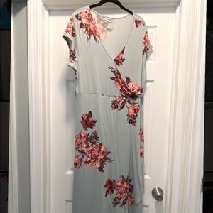 Faux wrap floral maternity dress